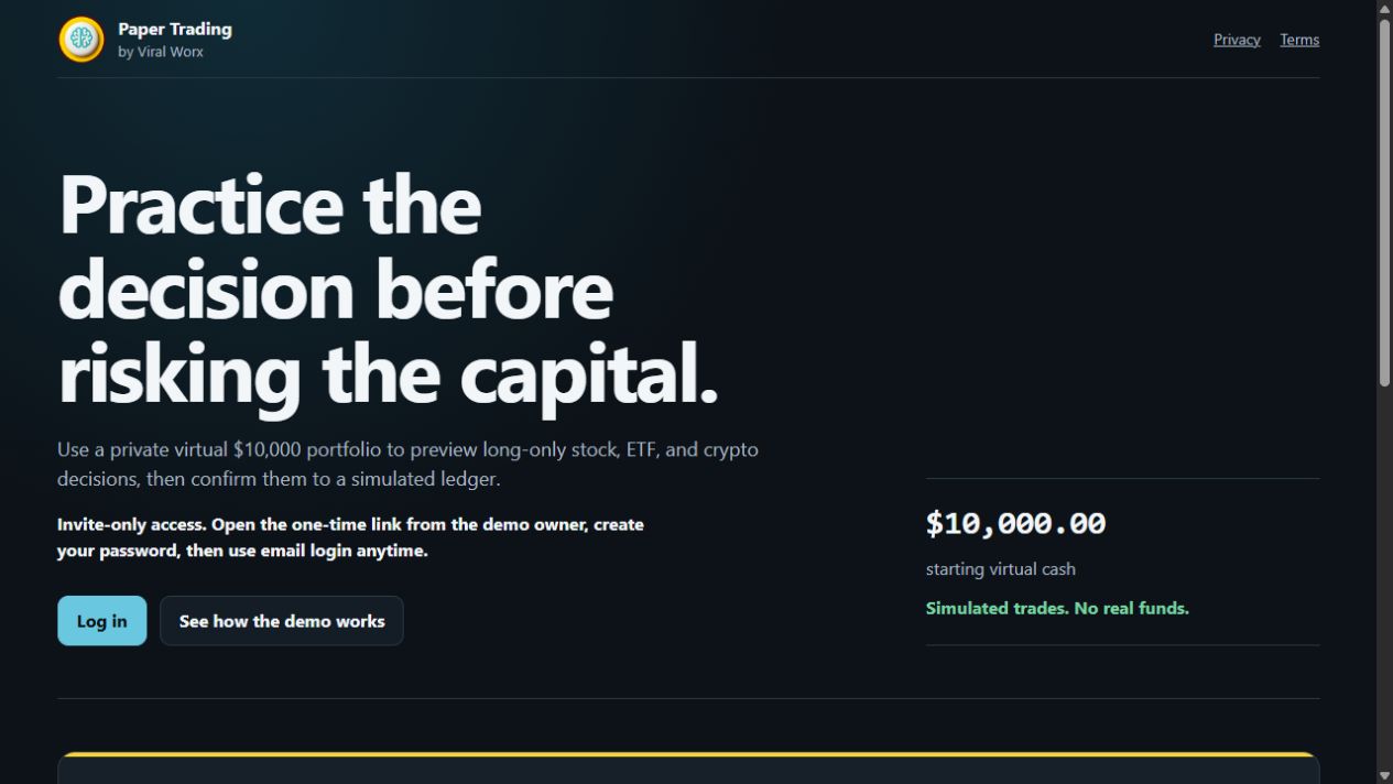 AI Paper Trader paper-only market operations interface